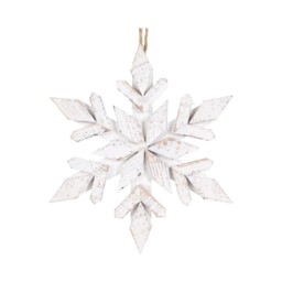 Angel Whispers White Scandi Wooden Snowflake Hanging Christmas Decoration - thumbnail 2