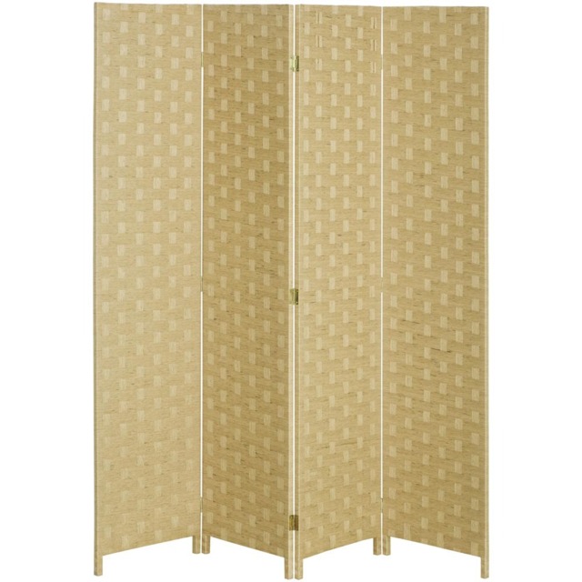 Portland 4 Panel Brown Wooden Folding Room Divider 1.6 x 160cm - image 1