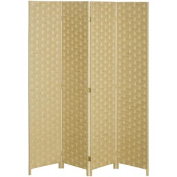 Portland 4 Panel Brown Wooden Folding Room Divider 1.6 x 160cm