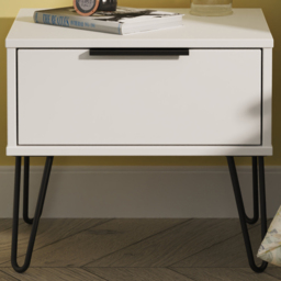 Crowndale Hong Kong Single Drawer Matt White Side Table Ready Assembled
