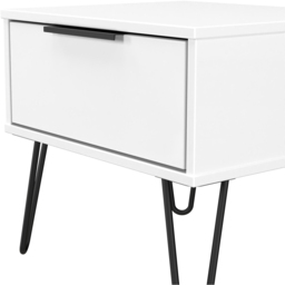 Crowndale Hong Kong Single Drawer Matt White Side Table Ready Assembled - thumbnail 3