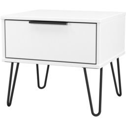 Crowndale Hong Kong Single Drawer Matt White Side Table Ready Assembled - thumbnail 2