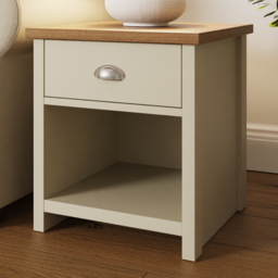 GFW Lancaster Single Drawer Single Shelf Cream Lamp Table