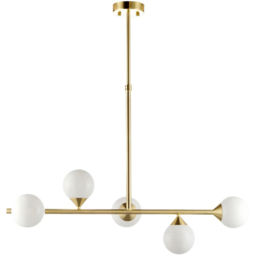 Merano Grosseto White Gloss Glass Satin Brass Bar Pendant Ceiling Light