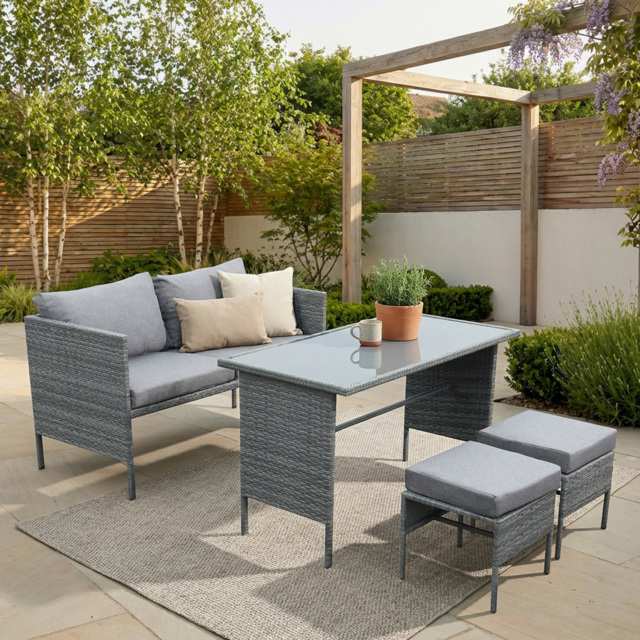 Clara Grey 4 Seater Rattan Sofa Set - image 1