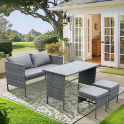 Clara Grey 4 Seater Rattan Sofa Set - thumbnail 3
