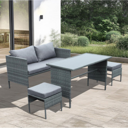 Clara Grey 4 Seater Rattan Sofa Set - thumbnail 4
