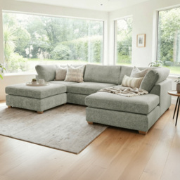 Carina Enzo 5 Seater Pewter U-Shape Sofa