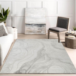 Desire Rugs Novu Stream Grey Modern Abstract Metallic Sheen Rug 120 x 170cm - thumbnail 2