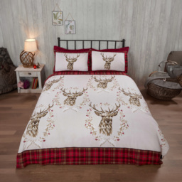 Rapport Home Double Red Brushed Cotton New Angus Stag Duvet Set
