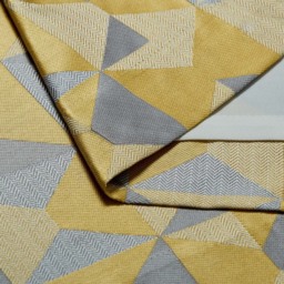 Alan Symonds Scandi Jacquard Lined Pencil Pleat Taped Top Curtains Ochre Grey Silver 228 x 228cm - thumbnail 3