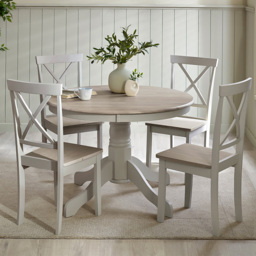 Furniturebox Bodmin Marros Grey 4 Seater Round Wooden Dining Table - thumbnail 1