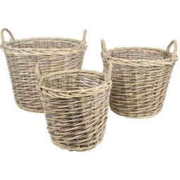 Set of 3 Willow Baskets Natural