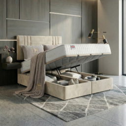 DS Living Orion Cream King Size Plush Ottoman Bed - thumbnail 2