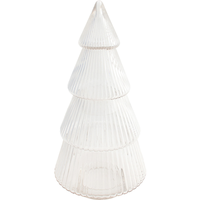 Ribbed Glass Christmas Tree Jar Clear - image 1