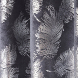 Divante Plume Charcoal Metallic Feather Eyelet Curtain 229 x 168cm - thumbnail 4