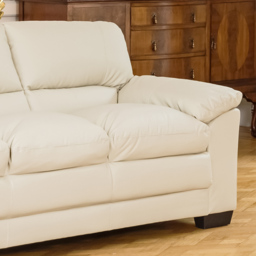 Genoa 3 Seater Cream Bonded Leather Sofa Bed - thumbnail 2