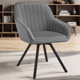 tectake Grey Velvet Swivel Accent Lounge Armchair Set of 6