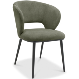 Bentley Designs Luca Green Fabric Upholstered Dining Chair Set of 2 - thumbnail 2