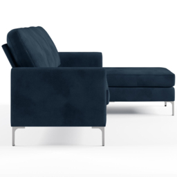 Novogratz Chapman 3 Seater Blue Velvet Sectional Sofa - thumbnail 4