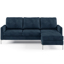 Novogratz Chapman 3 Seater Blue Velvet Sectional Sofa - thumbnail 3