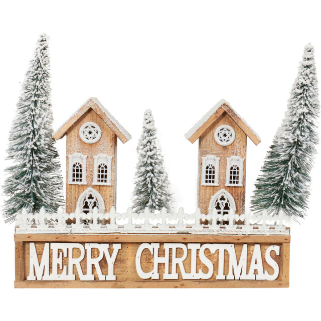 Mistletoe Cottage Merry Christmas LED Scene Decoration 39cm - image 1