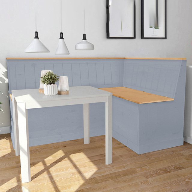 Loft24 Sara 3 Seater Grey Wax Corner Bench with Storage - image 1