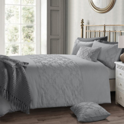 Intimates Kiera Double Tufted Grey Duvet and Pillowcase Set