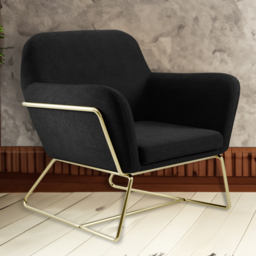 Charles Brushed Gold and Black Velvet Armchair
