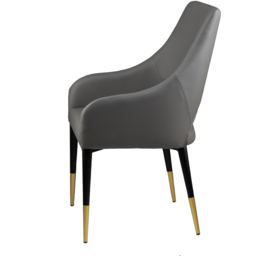 Premier Housewares Gilden Grey Leather Effect Gold Tip Legs Dining Chair - thumbnail 4
