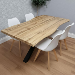 Portland White Faux Leather Plastic Wooden 4 Seater Dining Set - thumbnail 1