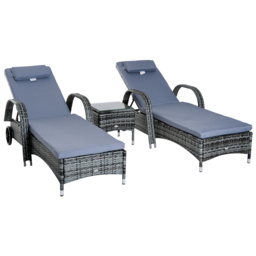 Outsunny Grey 2 Seater Rattan Wicker Lounge Set - thumbnail 2