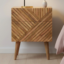 Artisan Furniture Lille Oak 2 Drawer Mango Wood Bedside Table - thumbnail 1
