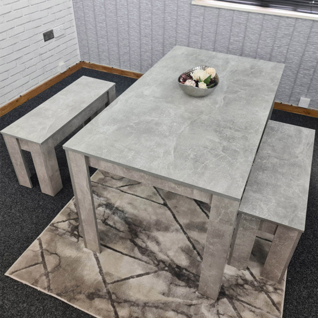 Portland 4 Seater Bench Dining Set Stone Grey - image 1