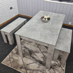 Portland 4 Seater Bench Dining Set Stone Grey