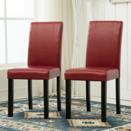 Red Faux Leather Dining Chair Set of 2