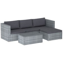 Garden Vida Hampton 4 Seater Grey Rattan Corner Lounge Set - thumbnail 2