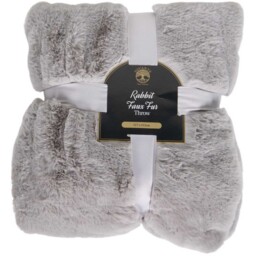 Divante Grey Soft Rabbit Faux Fur Throw 127 x 152cm