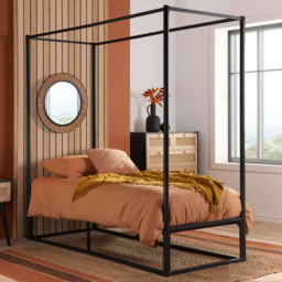 Farringdon Single Black Metal 4 Poster Bed Frame - thumbnail 1