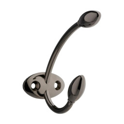 Rosebud Double Hat and Coat Hook - Black Nickel