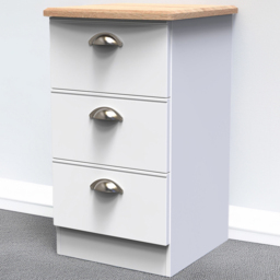 Crowndale Victoria White Ash and Oak 3 Drawer Bedside Cabinet - thumbnail 1