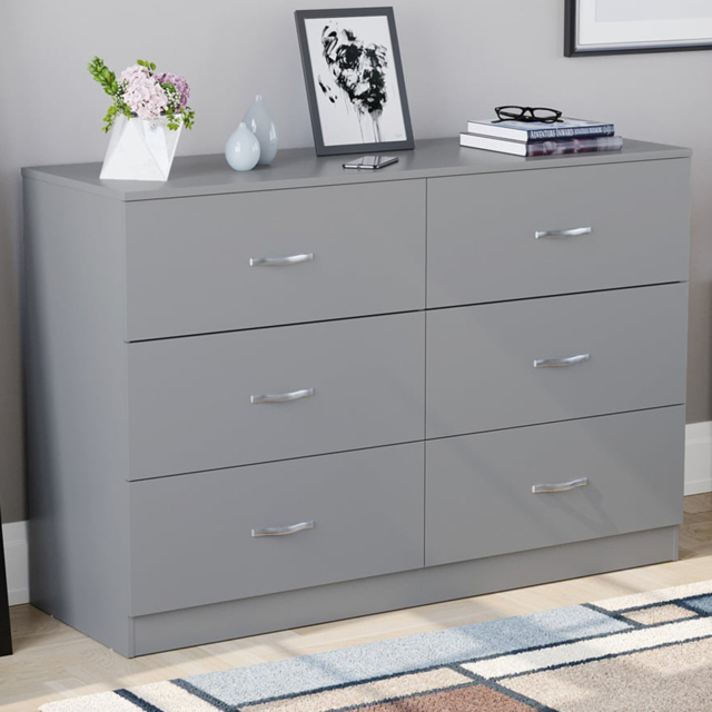Vida Designs Riano 6 Drawer Grey Chest of Drawers with Metal Handles - image 1