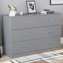 Vida Designs Riano 6 Drawer Grey Chest of Drawers with Metal Handles - thumbnail 1