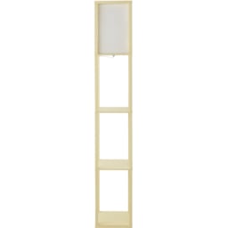 ValueLights Struttura Yellow Shelving Unit Floor Lamp with Fabric Shade and Bulb - thumbnail 1
