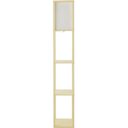 ValueLights Struttura Yellow Shelving Unit Floor Lamp with Fabric Shade and Bulb