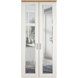 Homebase Truro Boak and White 2 Door Mirrored Hinged Wardrobe with Slate Handles - thumbnail 3