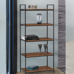Julian Bowen Tribeca 5 Shelves Walnut Tall Bookcase