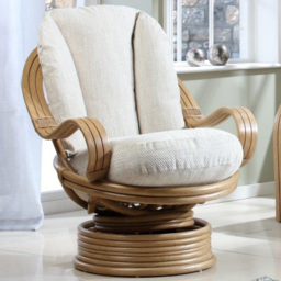 Desser Furniture Madrid Jasper Light Oak Natural Rattan Laminated Swivel Rocking Chair - thumbnail 1