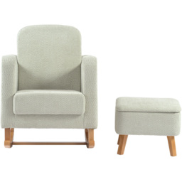 Bebe & Beyond Soother Sage Boucle Nursing Chair and Stool - thumbnail 3