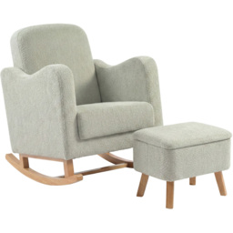 Bebe & Beyond Soother Sage Boucle Nursing Chair and Stool - thumbnail 2